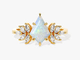 Kite Opal Vintage Engagement Ring with Moissanite Sidestones