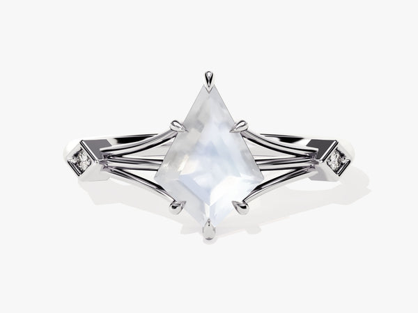 Unique kite-cut gemstone ring with diamond accents