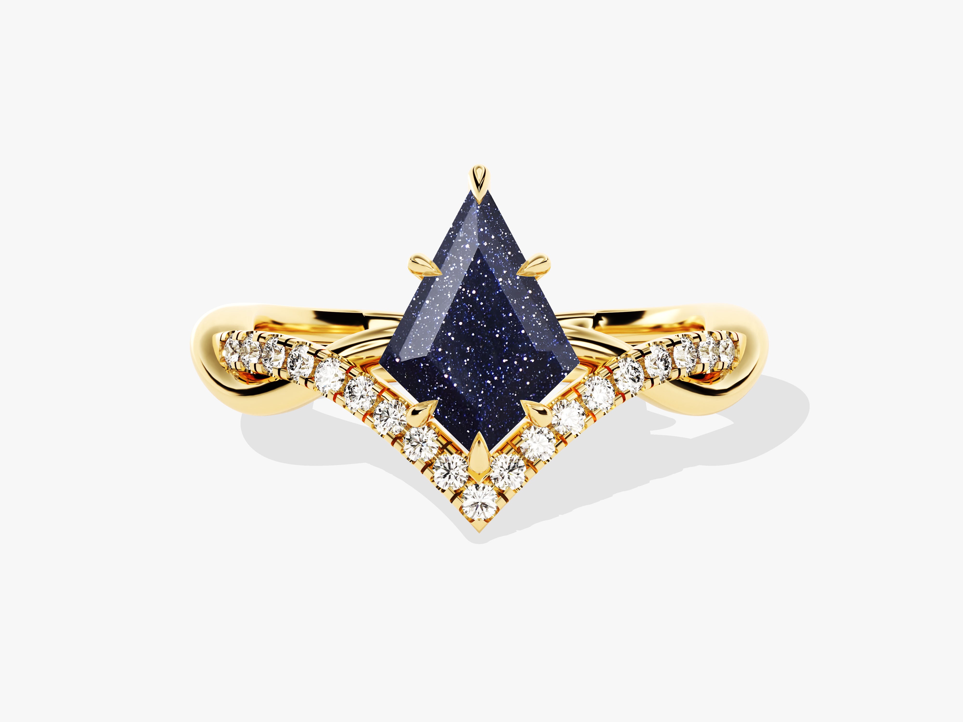 Gold ring with blue sandstone diamond accent jewelry