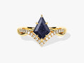 Kite Blue Sandstone Curved Engagement Ring with Moissanite Sidestones