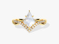 Kite Moonstone Curved Engagement Ring with Moissanite Sidestones