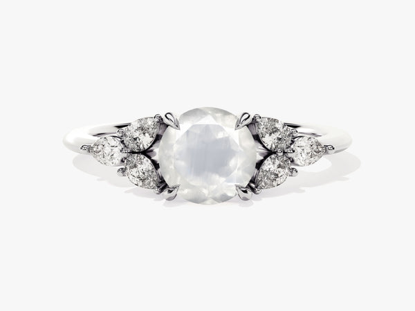 Oval moonstone ring with diamond accents, fine jewelry