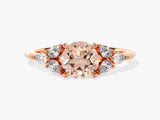 Round Cut Peach Morganite Engagement Ring with Pear Moissanites