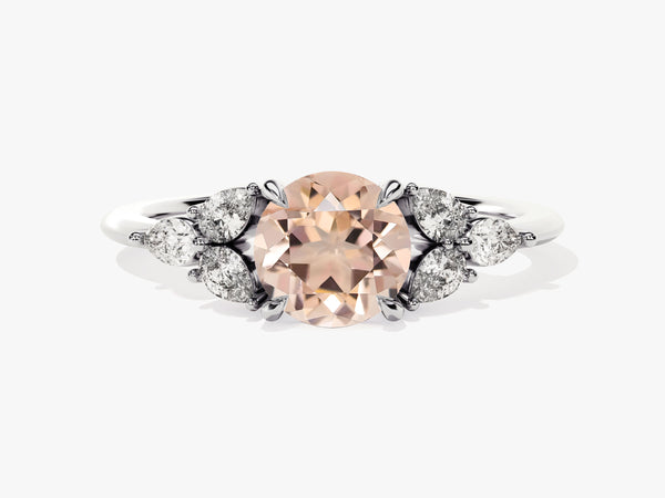Oval morganite and diamond engagement ring