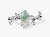 Marquise Moss Agate Nature Inspired Engagement Ring