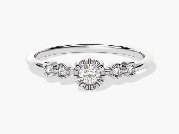 Milgrain Accent Moissanite Promise Ring