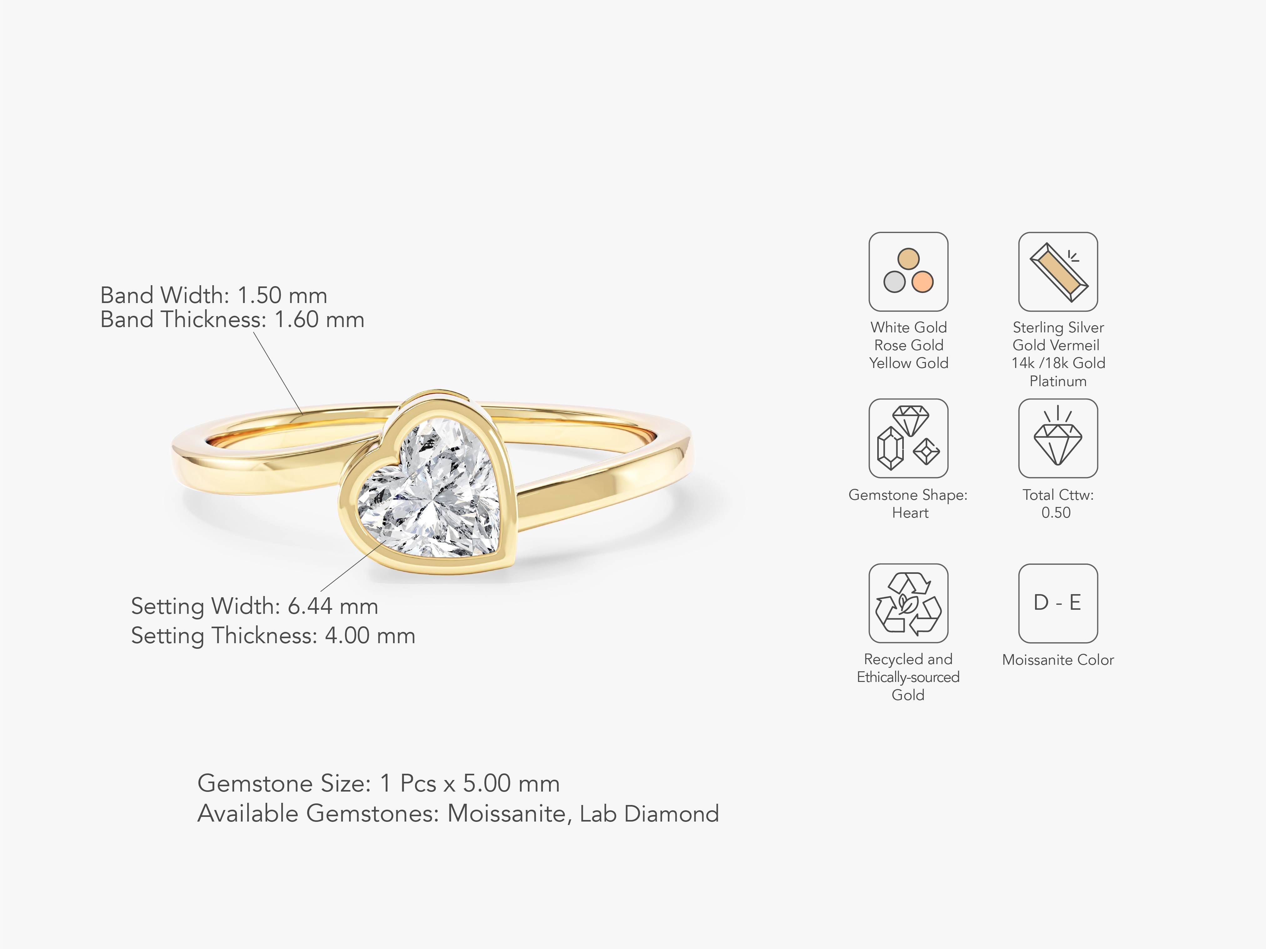 Gold heart ring with diamond, gemstone jewelry