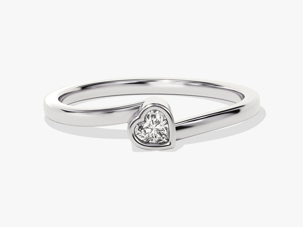 Bezel Set Heart Moissanite Promise Ring