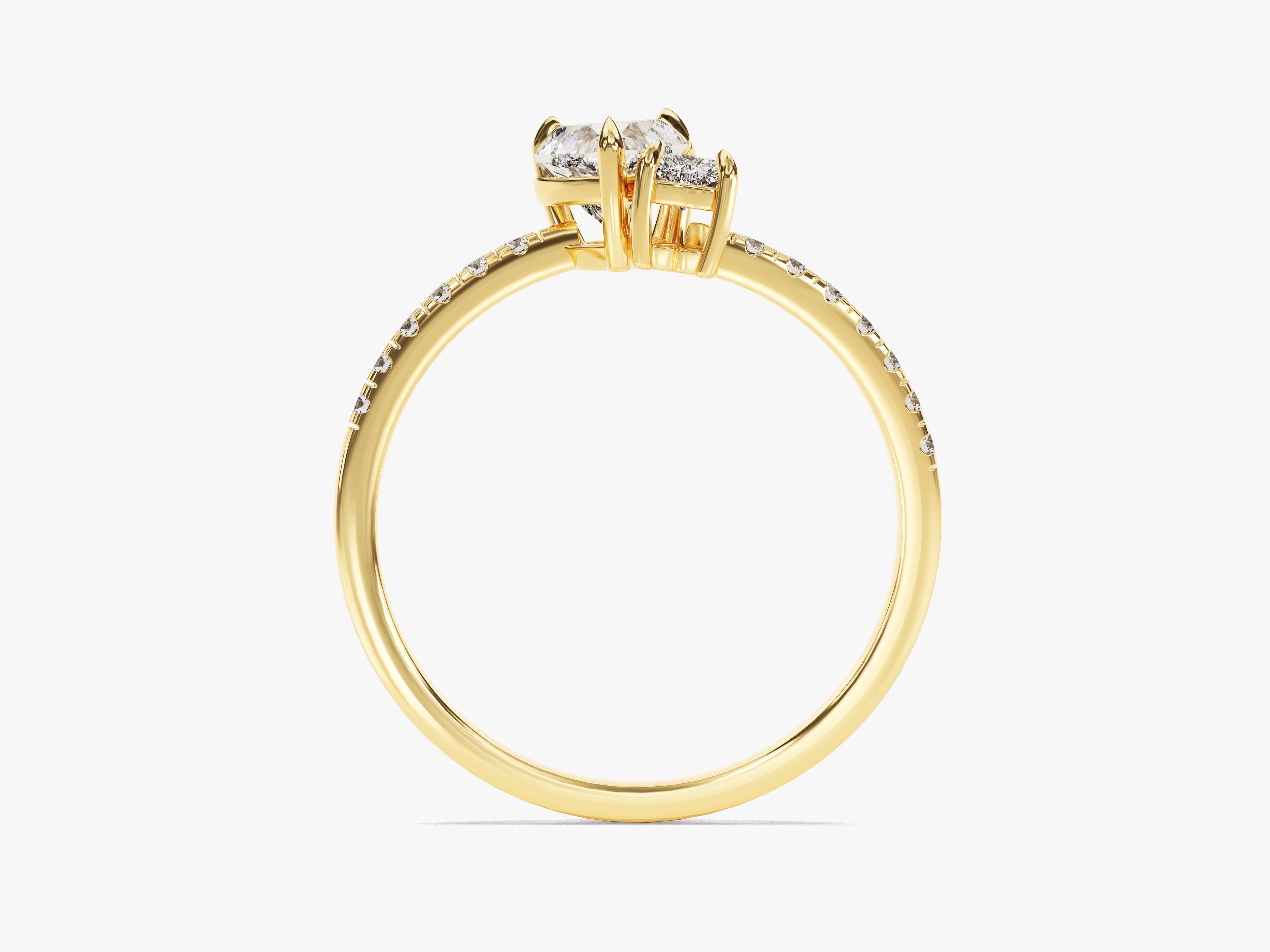 Double Heart Moissanite Promise Ring with Sidestones