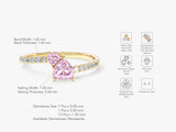 Pink Double Heart Promise Ring with Sidestones