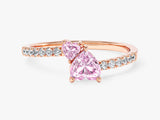 Pink Double Heart Promise Ring with Sidestones
