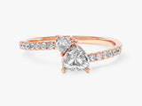Double Heart Moissanite Promise Ring with Sidestones