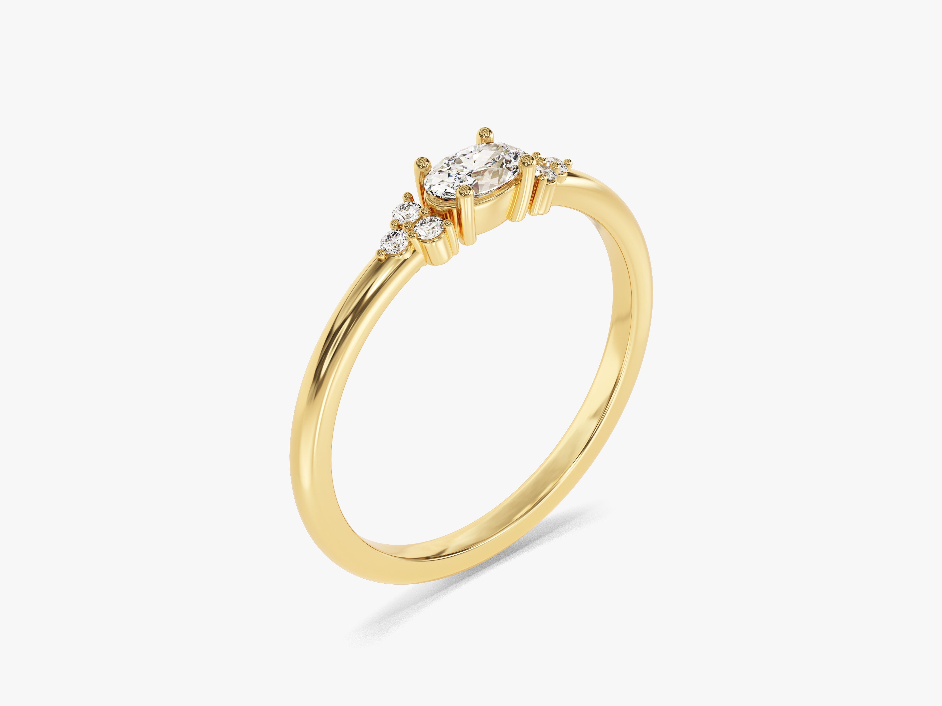 Gold oval diamond ring with accent stones jewelry