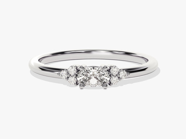 Oval Moissanite Promise Ring with Sidestones