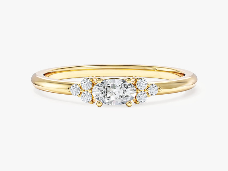 Oval Promise Ring with Sidestones