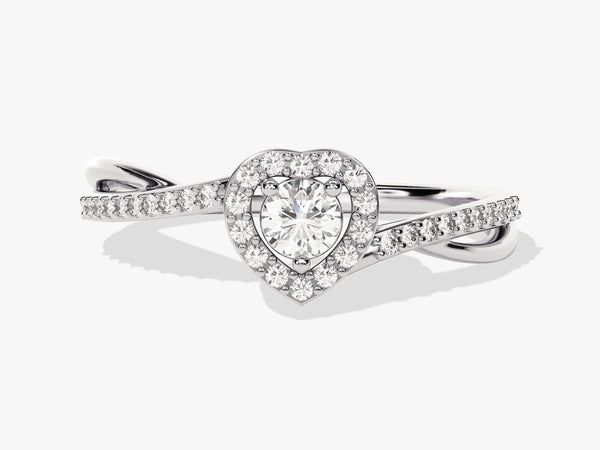 Heart Shape Twisted Band Moissanite Promise Ring