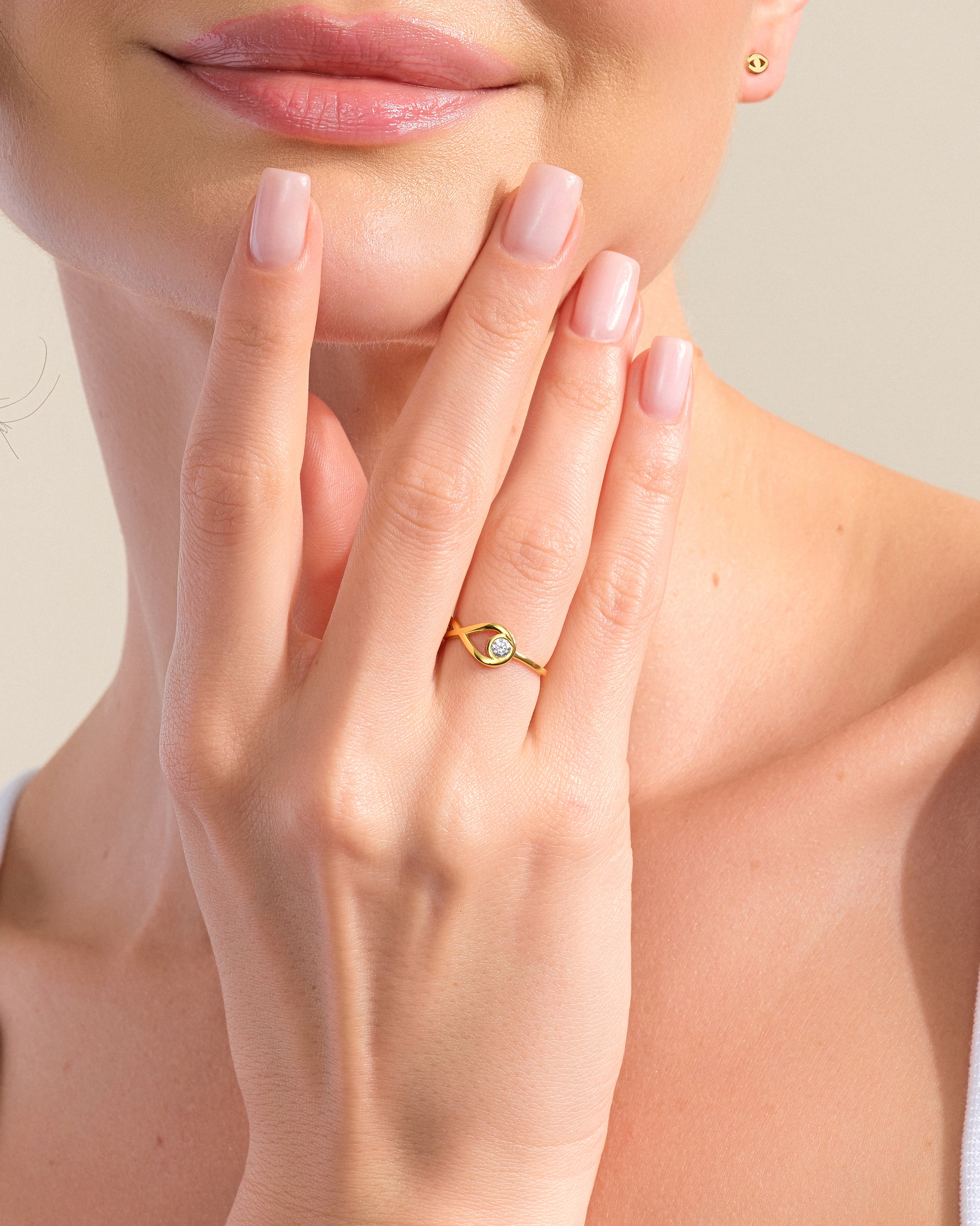 Infinity Solitaire Moissanite Promise Ring