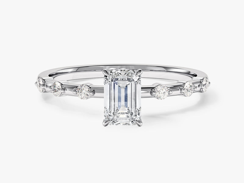 Emerald Cut Promise Ring with Sidestones