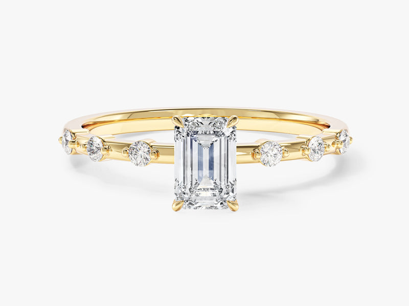 Emerald Cut Promise Ring with Sidestones