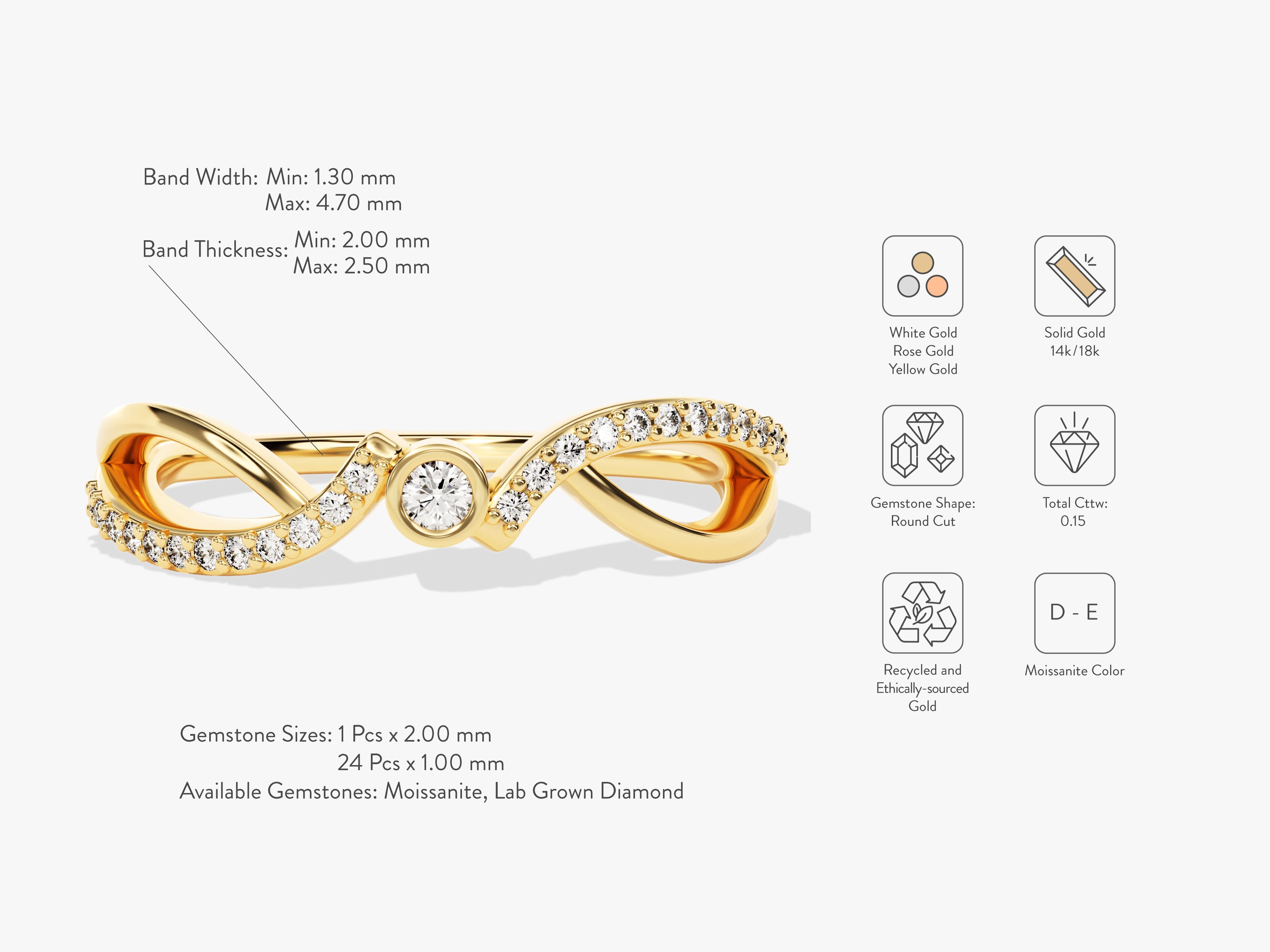 Diamond and gold infinity ring, ethically sourced jewelry