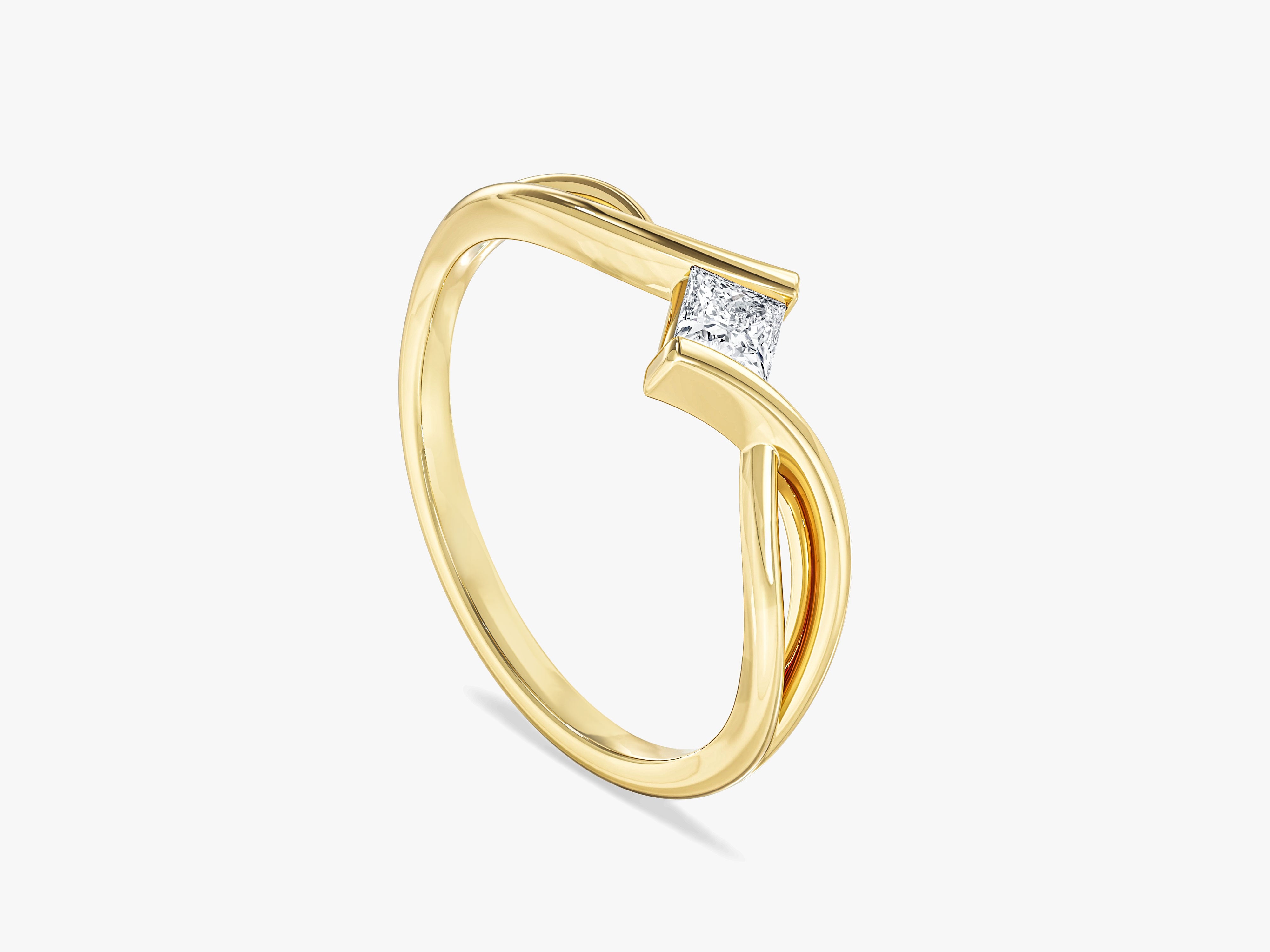 Twisted Band Princess Moissanite Promise Ring