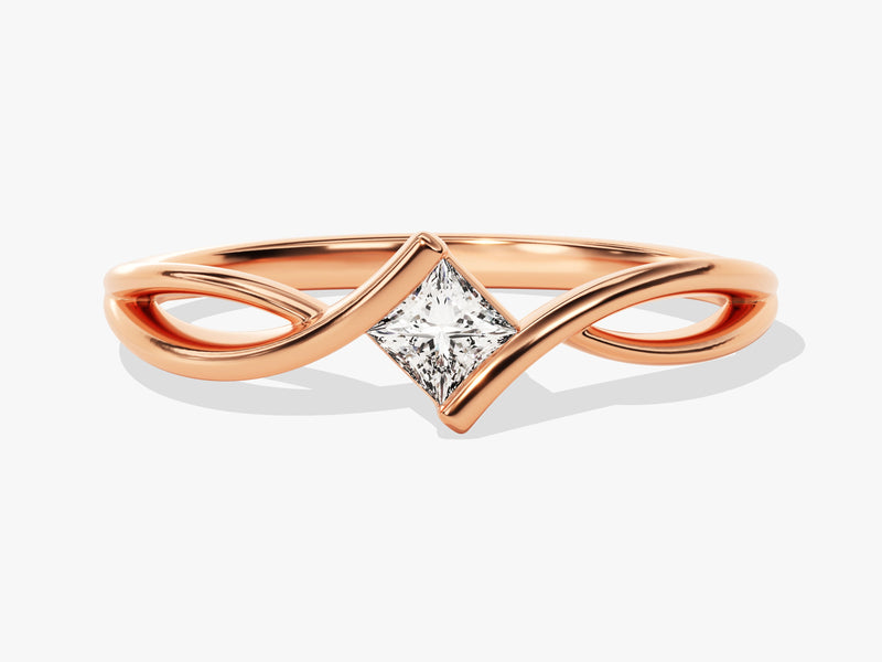 Twisted Band Princess Moissanite Promise Ring