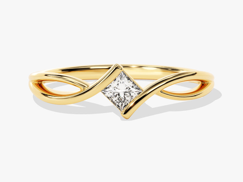 Twisted Band Princess Moissanite Promise Ring