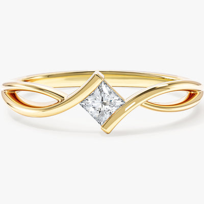 Twisted Band Princess Moissanite Promise Ring