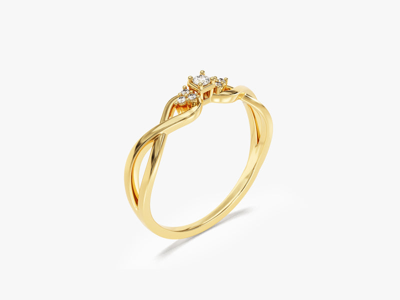 Twisted Band Moissanite Cluster Promise Ring