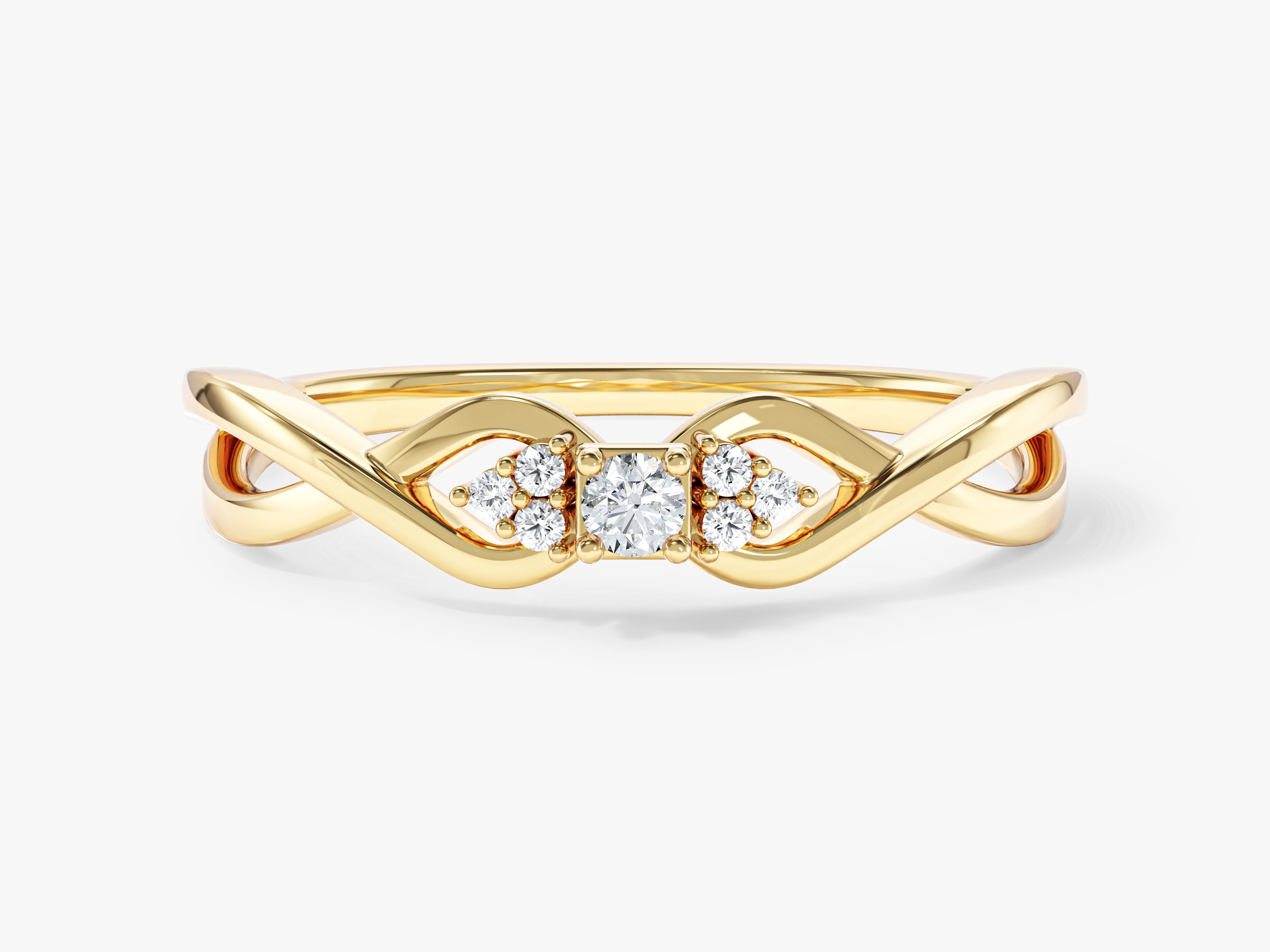 Twisted Band Moissanite Cluster Promise Ring