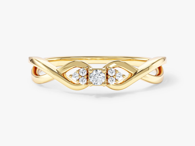 Twisted Band Moissanite Cluster Promise Ring