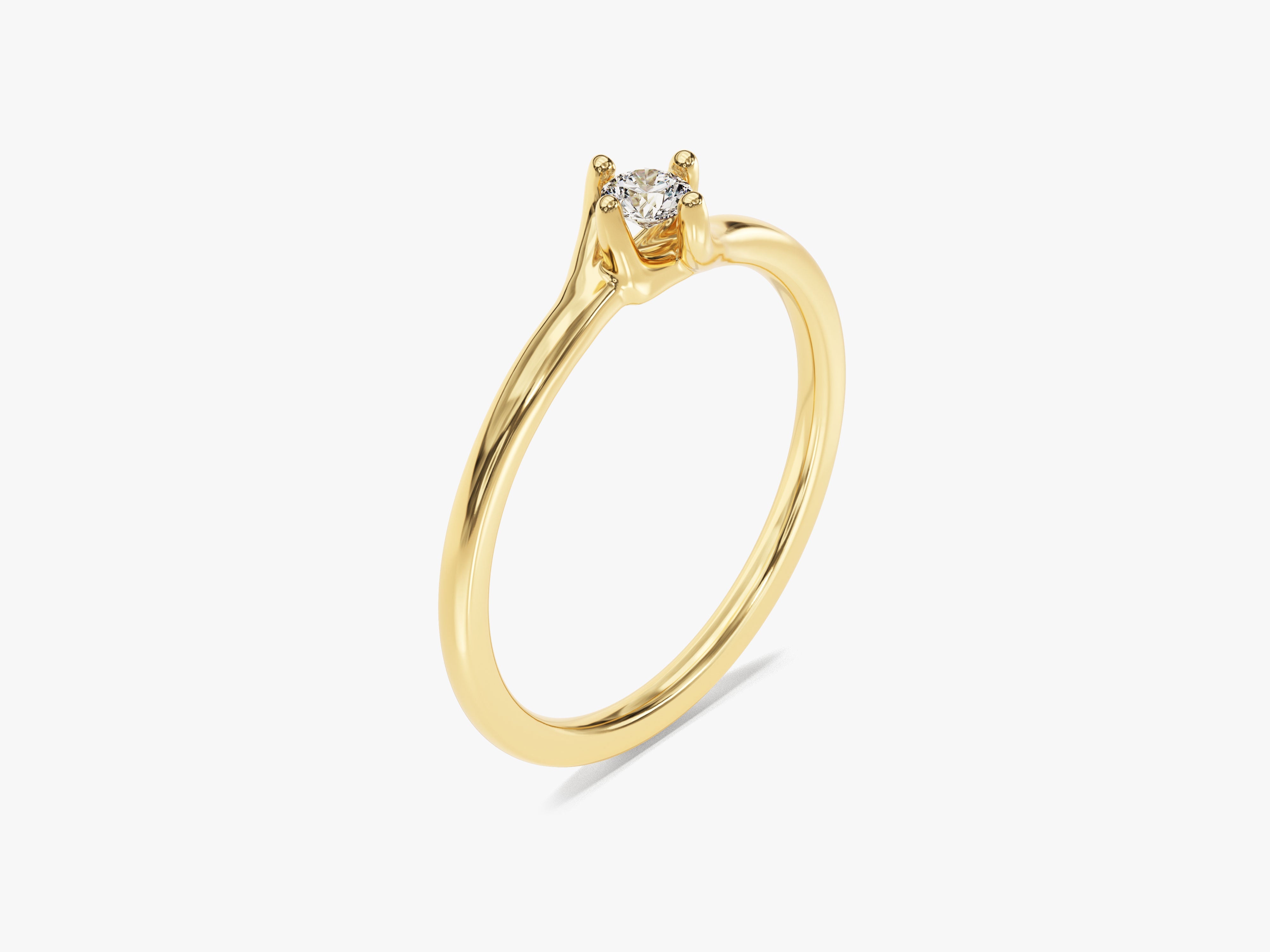 Gold diamond solitaire ring, elegant fine jewelry for women