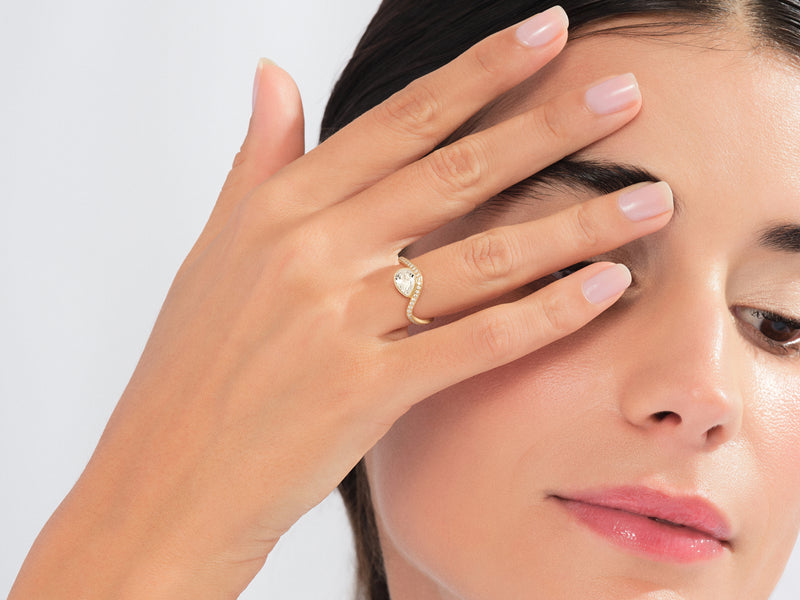 Curved Band Moissanite Engagement Ring