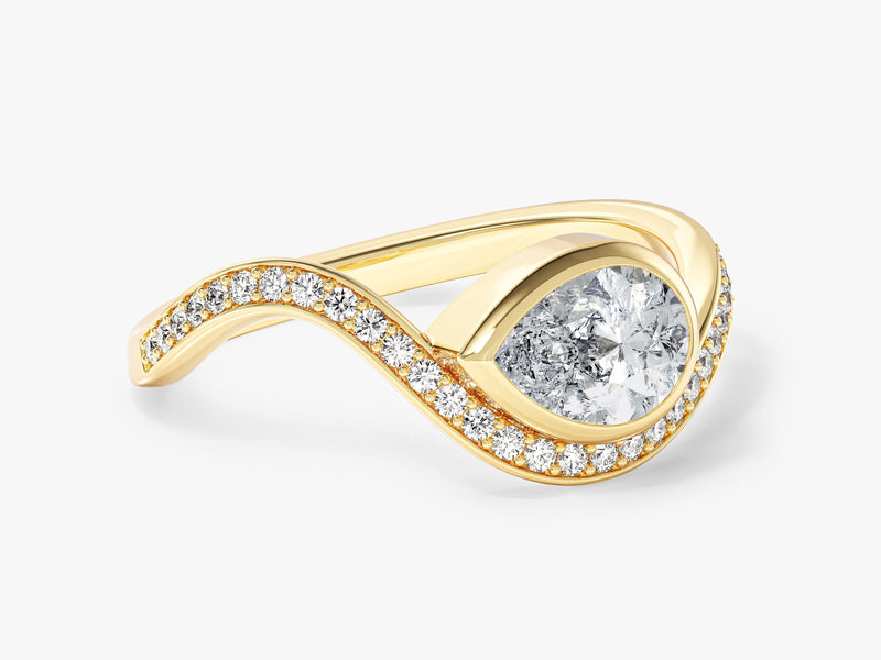 Curved Band Natural Diamond Engagement Ring