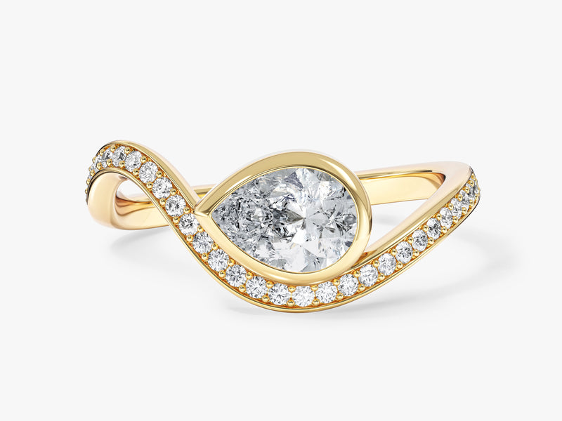 Curved Band Moissanite Engagement Ring