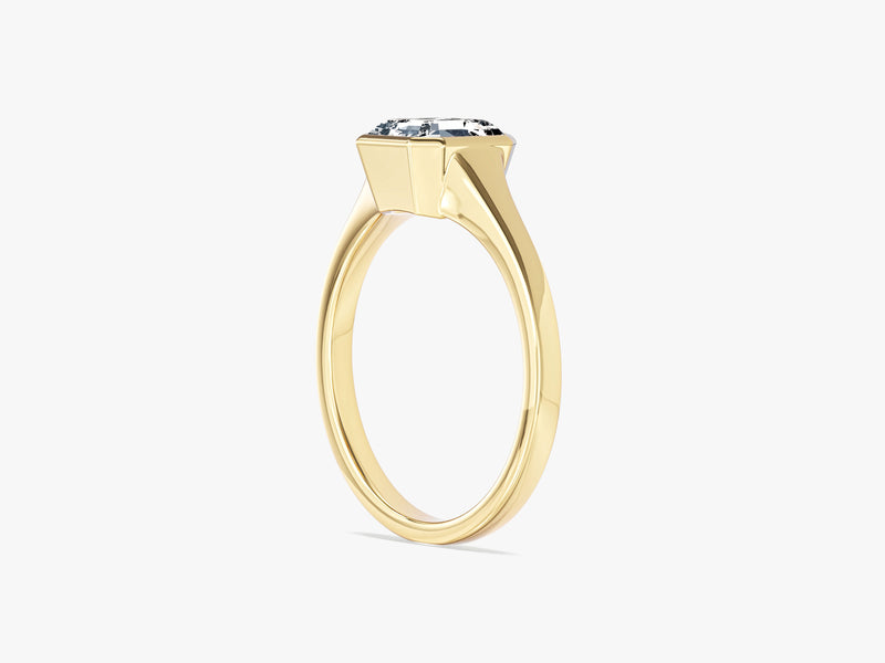 Flat Band Asscher Cut Lab Grown Diamond Engagement Ring