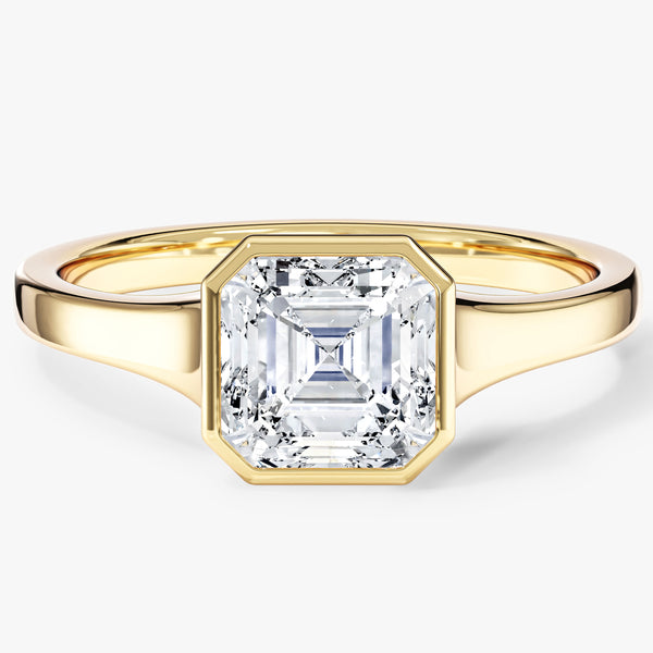 Flat Band Asscher Cut Lab Grown Diamond Engagement Ring – Eternate