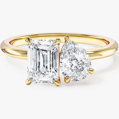 Pear and Emerald Cut Toi et Moi Moissanite Engagement Ring (2.50 CT)