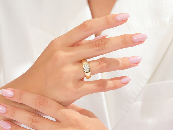 EG237_Yellow_Model_wearing_Bold _Dome_Oval_Cut_Promise_Ring