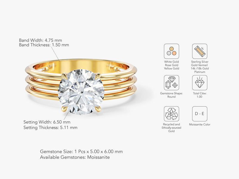 Triple Band Lab Grown Diamond Engagement Ring