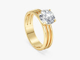 Triple Band Natural Diamond Engagement Ring