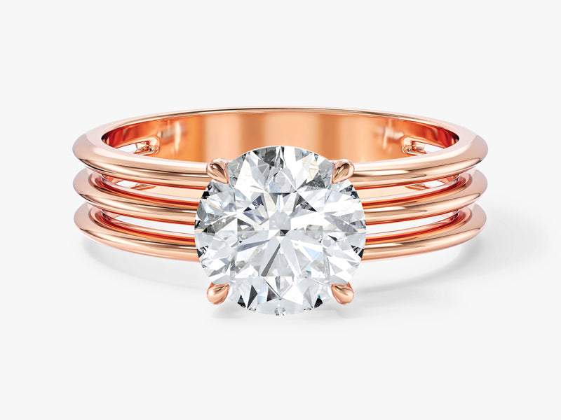 Triple Band Lab Grown Diamond Engagement Ring