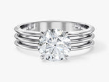 Triple Band Natural Diamond Engagement Ring