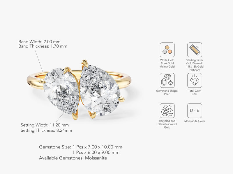 Pear Cut Moissanite Toi et Moi Engagement Ring