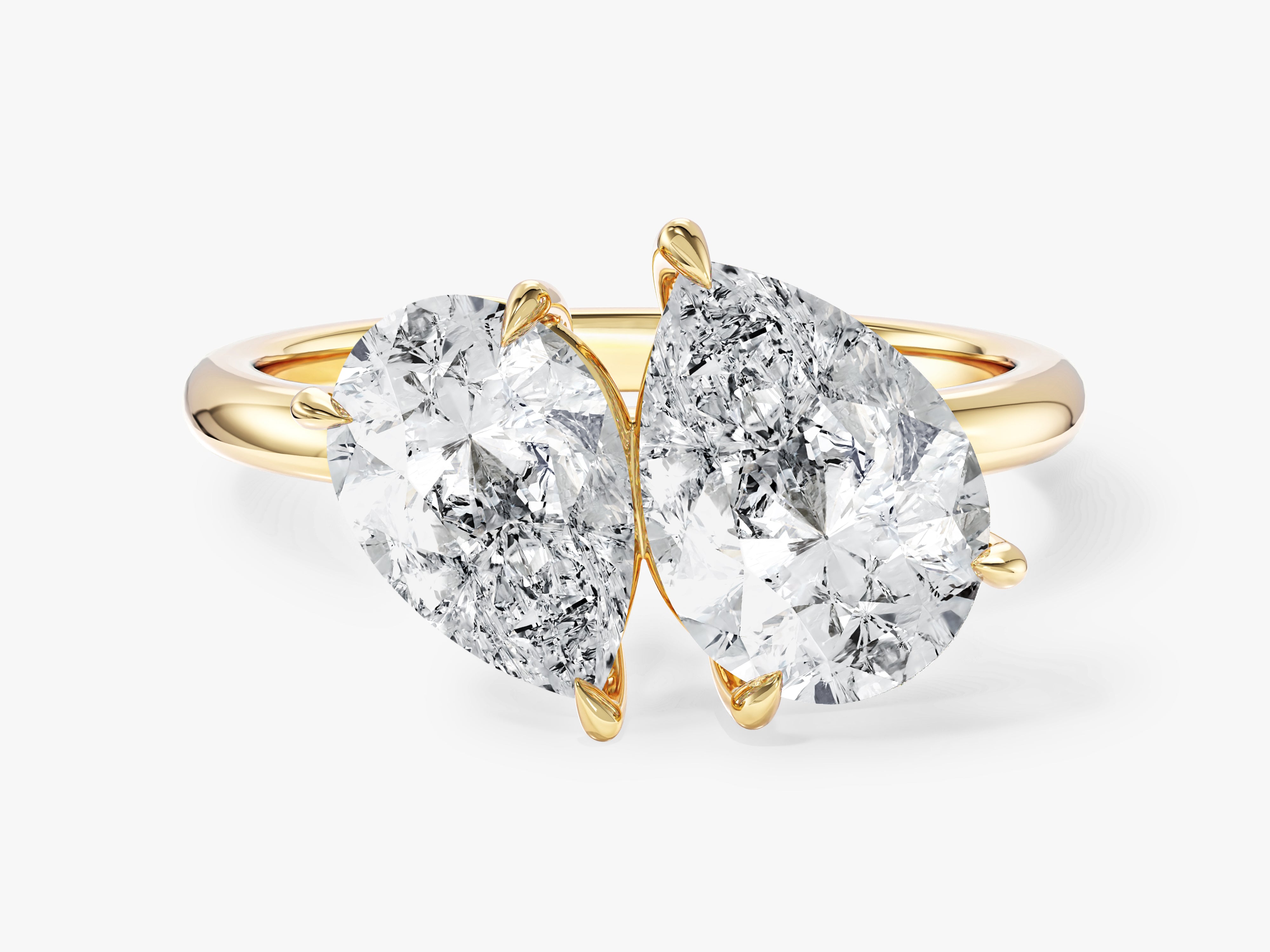 Pear Cut Moissanite Toi et Moi Engagement Ring