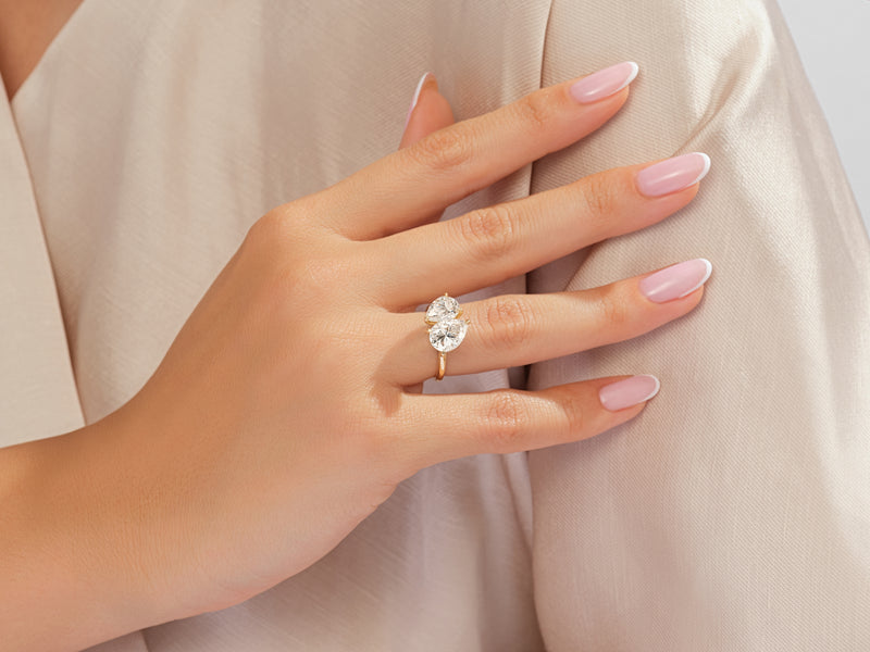 Pear Cut Lab Grown Diamond Toi et Moi Engagement Ring