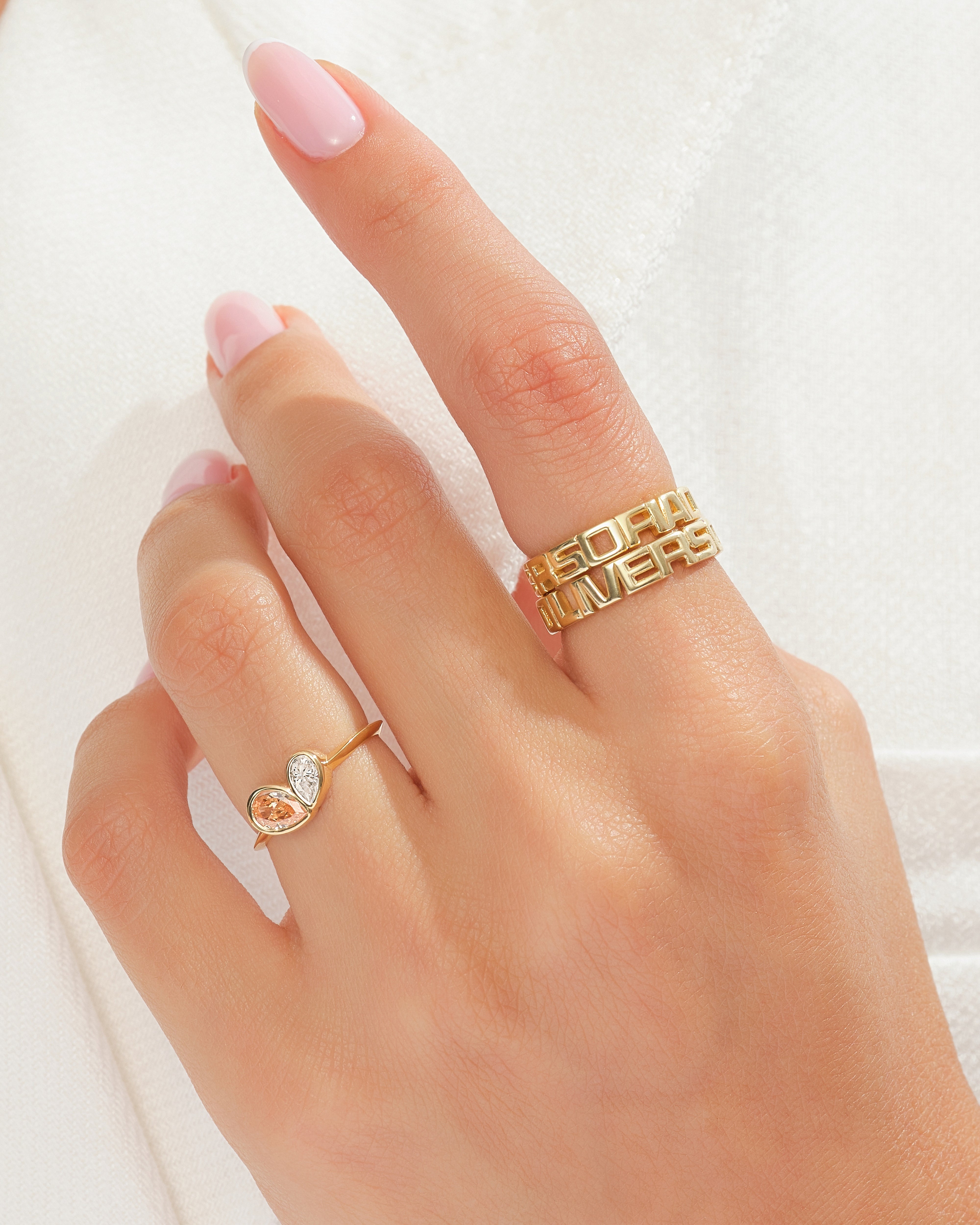Bezel Set Pear Toi Et Moi Promise Ring