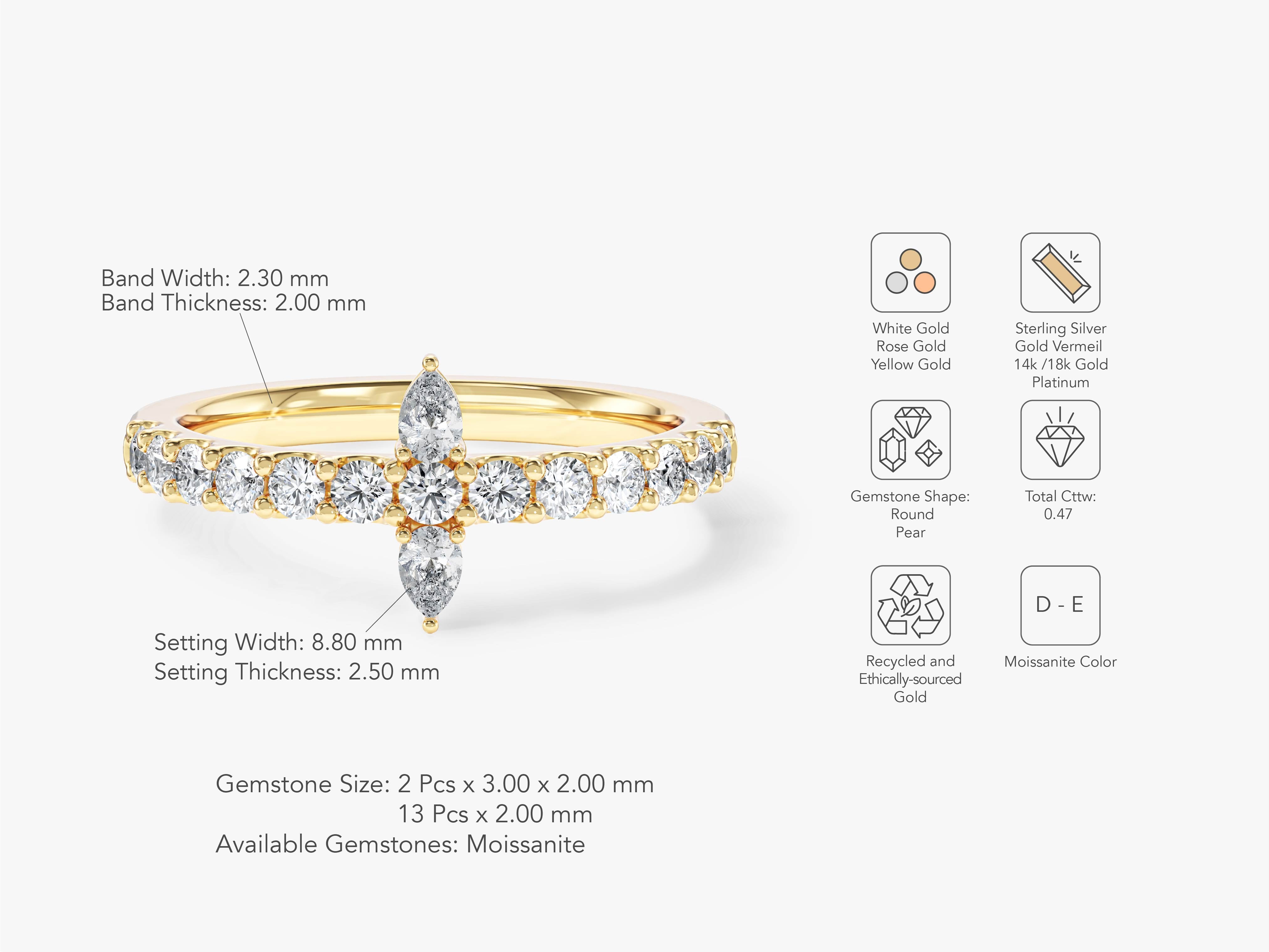 Diamond cross ring in yellow gold with moissanite gemstones