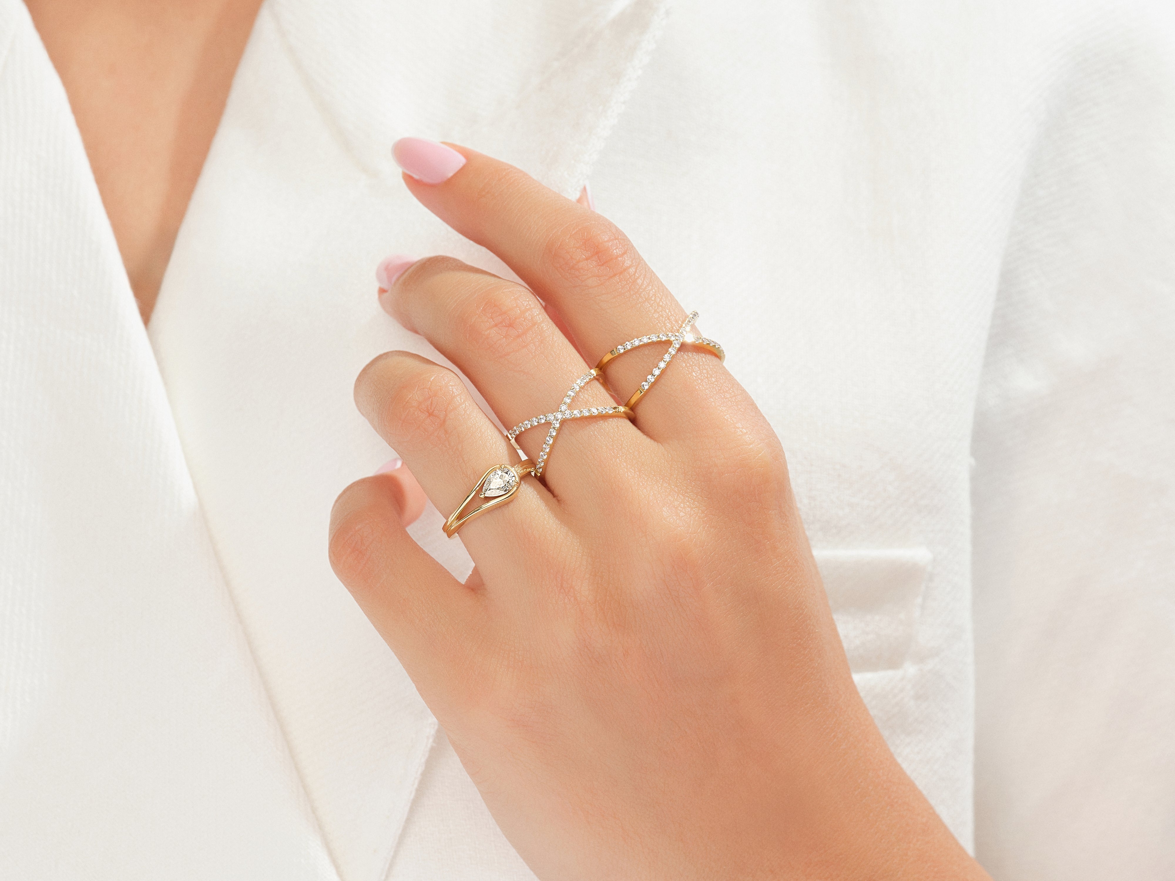 Diamond rings on hand, luxury jewelry for women