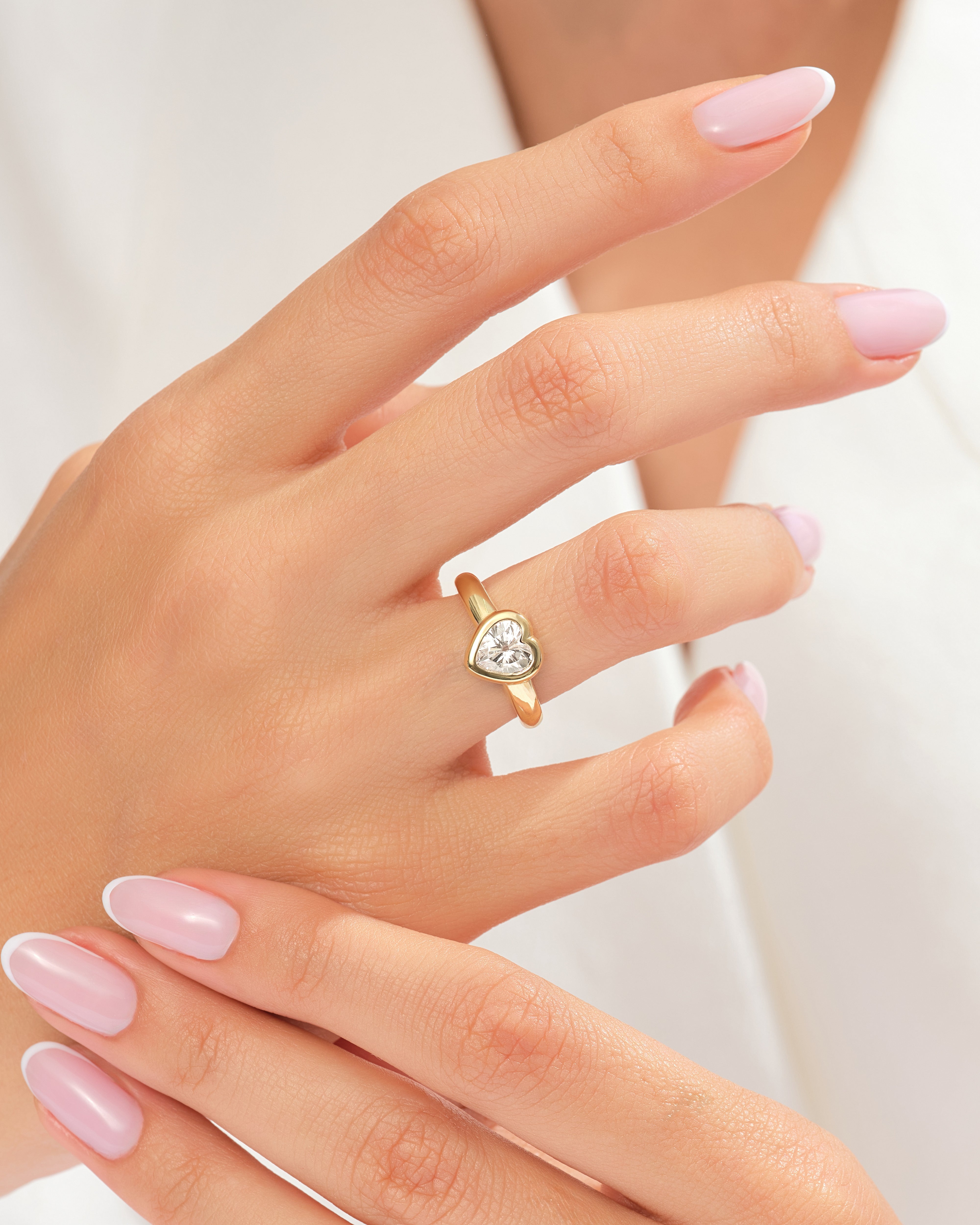 Bezel Set Heart Cut Promise Ring